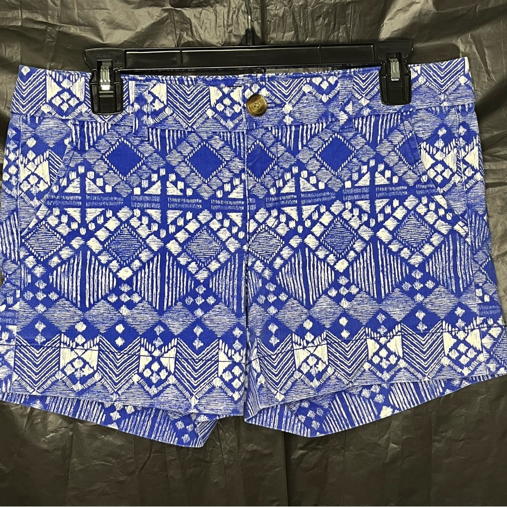 American Eagle Outfitters Blue and White Patterned Midi Shorts